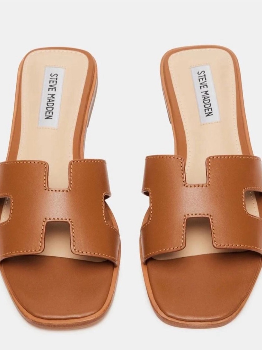 Steve Madden Cognac Leather Slide Mules - Picture 5 of 5